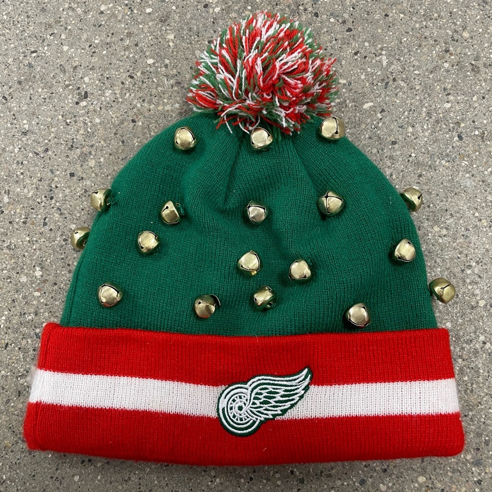 Vintage Jingle Bells Detroit Red Wings NHL Beanie Hat OSFM